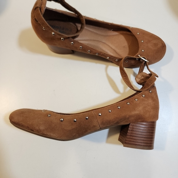 MONTANA tan Suede Leather Mary Jane block heels shoes size 9M - Picture 10 of 12